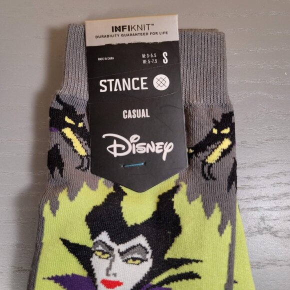 Stance Disney Villains Maleficent Casual Crew Socks Unisex Size Small Grey - Picture 3 of 5